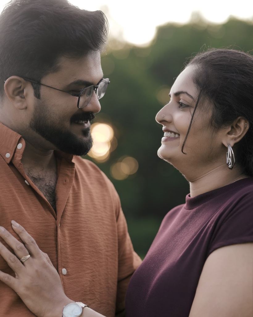 Meghna and Shimil looking at each other